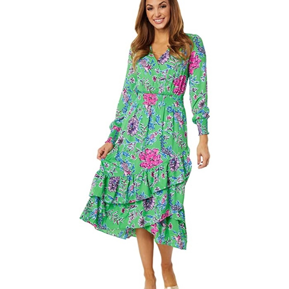 Lilly Pulitzer Green and Pink Floral Dress